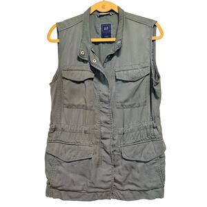 GAP Cool Olive Tencel Utility Vest, Large